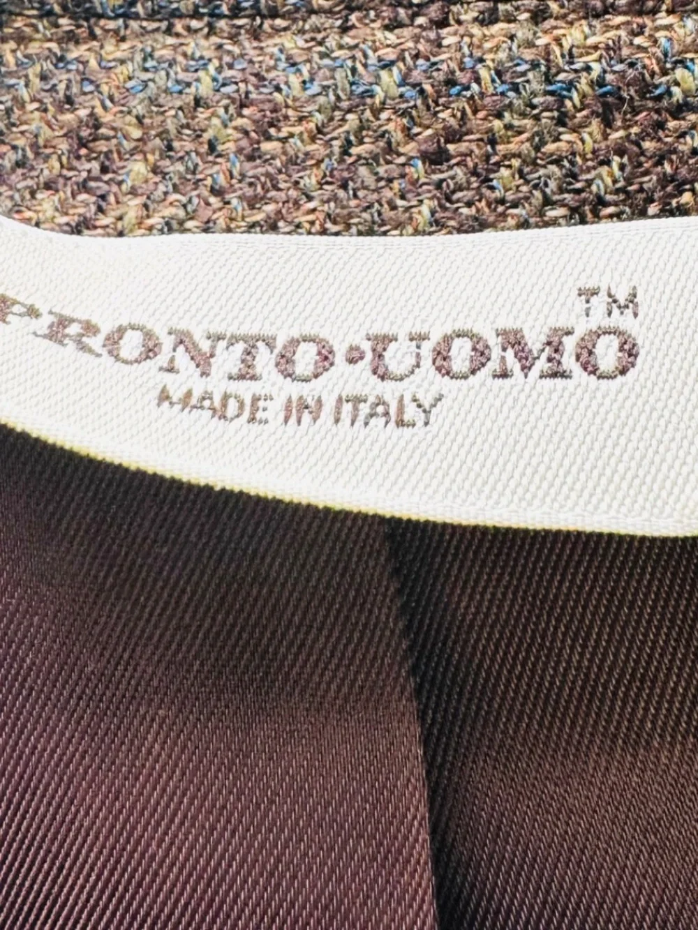 Pronto Uomo Suit Jacket Mens 50L Brown Houndstooth Silk Wool Sport Coat Acadamia